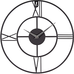Часы настенные РУБИН "Классика" из металла, d=35 см, открытая стрелка, черный (3540-001
