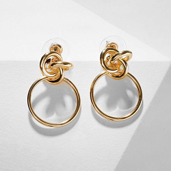 Серьги металл "Перерождение" сплетённые кольца, цвет золото   5353607