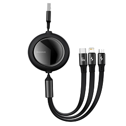 Кабель USB <--> Lightning/Type-C/microUSB  1.2м BASEUS CAMLC-MJ01 Bright Mirror, чёрный