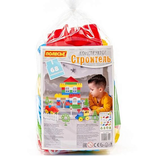 Конструктор ПОЛЕСЬЕ Строитель 68эл. в пак. 36094