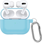 Силиконовый чехол SILICONE CASE для AirPods Pro 2, небесно-голубой, с карабином