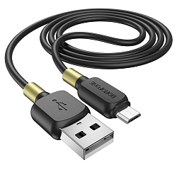 Кабель USB <--> microUSB  1.0м BOROFONE BX59 Defender, чёрный, золотая вставка