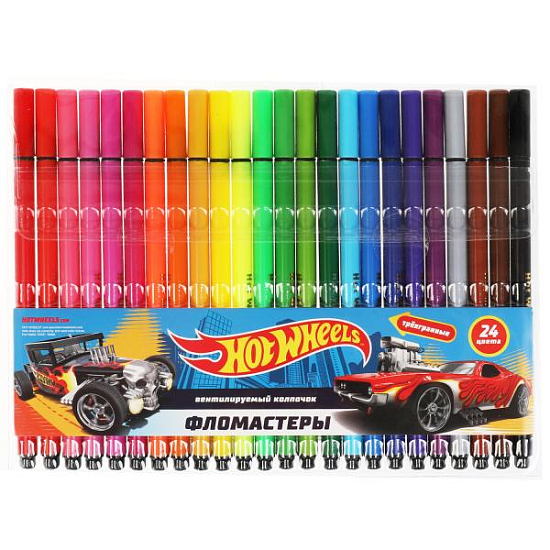 Фломастеры УМКА ХОТ ВИЛС 24цв, трёхгранные FT24-65362-HW