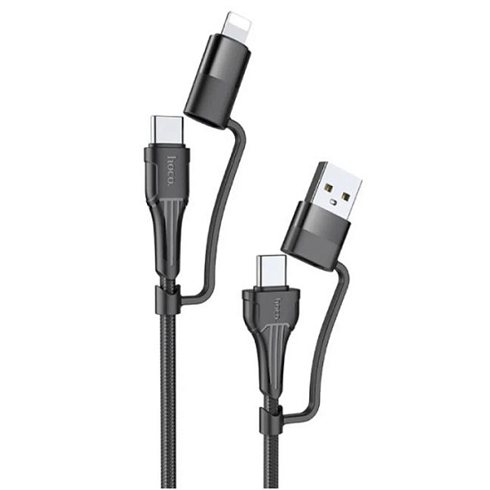 Кабель USB <--> Lightning/Type-C/Type-C  1.2м HOCO U101 Munificent, чёрный