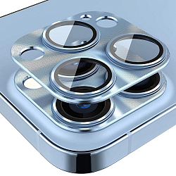 Противоударное стекло для камеры iPhone 15 Pro Max голубой
