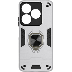 Силиконовый чехол DF для Tecno Spark 10/10C DF tArmor-03 (silver) с кольцом и метллической пластиной для магнитного держателя