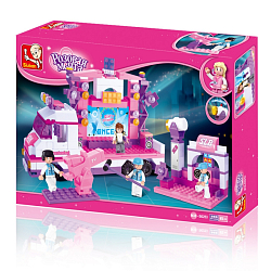 Конструктор SLUBAN Розовая мечта: Гастрольный тур (дискотека на колёсах, автомобиль, 369 деталей)