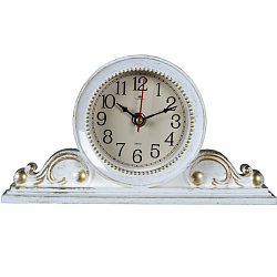 Часы настольные РУБИН  "Классика", 26х14 см, корпус белый с золотом (2514-003)
