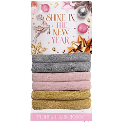 Резинка для волос "Shine in the New Year", d= 3,5 см, 6 шт.