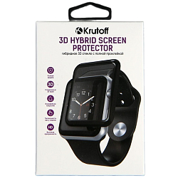 Противодуарное стекло Krutoff для Apple Watch 1/2/3, 38 мм, гибридное, полный клей 6894218
