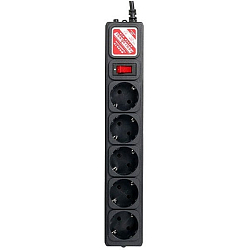 Сетевой фильтр  1.9м POWERCUBE SPG-B-6-BLACK, 5 розеток, черный (коробка)