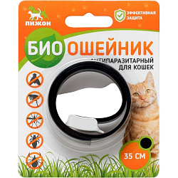 Биоошейник от паразитов "ПИЖОН" для кошек от блох и клещей, черный, 35 см 2641316