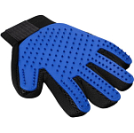 Перчатка - щетка для шерсти на правую руку с удлиненными зубчиками, синяя   5481154