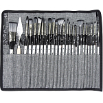 Кисти художественные набор 23 шт синтетика с мастихином в пенале, BRAUBERG ART DEBUT, 201048