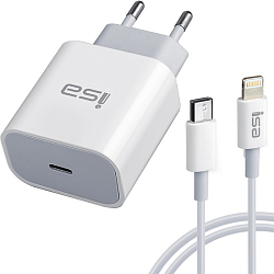 Сетевое ЗУ 1Type-C ISA HS22 белое, Type-C <--> Lightning, PD20W