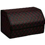 Органайзер автомобильный FOR CARS 3D 70*30*30 черный/красная нить/черный кант, экокожа, 2-й ромб