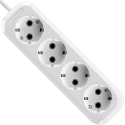 Сетевой удлинитель  2.0м DEFENDER R340 4 гнезда, 2 метра, 16А/3500Вт, с/з, ПВС 3х1,0мм, белый