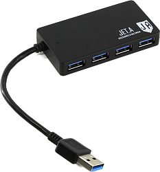USB-хаб JET.A JA-UH37 черный, 4 порта (USB 3.0)