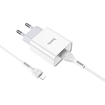 Сетевое ЗУ 1USB 2.1A HOCO C81A, Asombroso, Lightning, X37 cool, белый