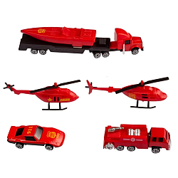 Набор металлических машинок Handers "Трейлер: пожарные" (6 предметов, размер 7-17,5 см)