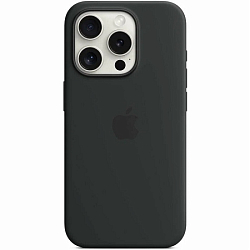 Силиконовый чехол SILICONE CASE для iPhone 15 Pro (MagSafe + анимация NFC Clear) c LOGO Black