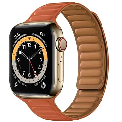 Кожаный ремешок с магнитной застежкой для Apple Watch 38/40mm оранжевый