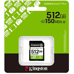 Micro SD 512Gb Kingston Class 10 Canvas Select Plus A1 U1 V10 (150 Mb/s)
