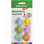 Магниты стеклянные BRAUBERG KIDS 35 мм, НАБОР 6 шт, 3D Коты 272516
