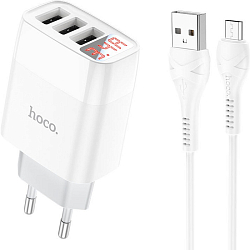 Сетевое ЗУ 3USB 3.4A HOCO C93A, Easy, microUSB, белый