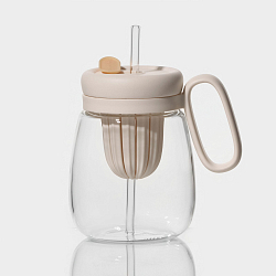 Кружка стеклянная с крышкой и трубочкой «Бьорн», 850 мл 9755259