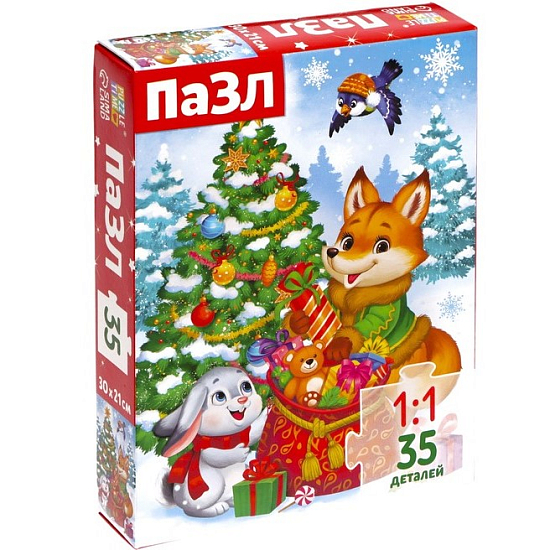 Пазл «Подарки для зверят», 35 деталей