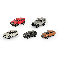 Набор WELLY 1:60, Hummer H3, LR Defender, BMW X5, Toyota LC Prado, Audi Q3, 5 шт.