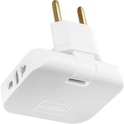 Переходник WALKER WH-04, 2хEU, 2USB (1А), поворотный, плоский, белый