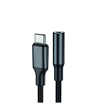 Переходник Jack 3.5 >--> Type-C WALKER WA-030 черный, в коробке