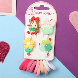 Набор для волос "Выбражулька" (10 резинок,4 зажима) девочка, микс   10068637