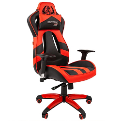 Кресло игровое Chairman game 25 черный/красный (экокожа, регулируемый угол наклона, механизм качания)