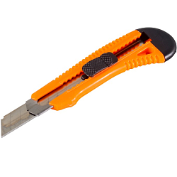 Нож с выдвижным лезвием 18 мм, пластиковый корпус, металлическая направляющая, ВИХРЬ 73/10/10/2