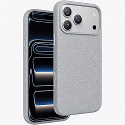Задняя накладка KEEPHONE LYCUCCI MAGSAFE SILICONE LEATHER CASE для iPhone 17 PRO MAX, SILVER
