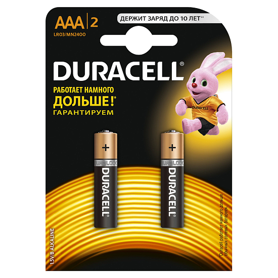 Элемент питания DURACELL LR03 BL-2 BASIC CN