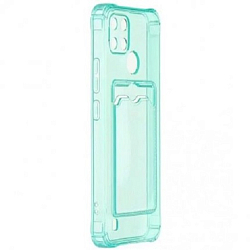 Задняя накладка ZIBELINO Silicone Card Holder Case для Realme C21Y (мятный) защита камеры