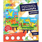 Набор д/дет тв-ва роспись холст по конт.2 шт,10х15см ДИНОЗАВРЫ МУЛЬТИ АРТ в кор.50шт