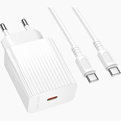 Сетевое ЗУ 1Type-C 3A BOROFONE BAS73A White, PD20W, Type-C-Type-C