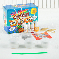 Набор "Слайм фабрика" "Банан" 3 слайма в наборе, тянется, лепится, прыгает БрикНик 4315687