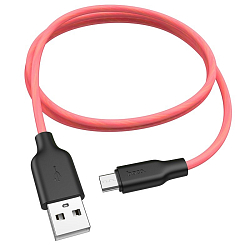 Кабель USB <--> microUSB  2.0м HOCO X21 Plus красный, чёрная вставка