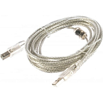 Кабель USB для принтера AM-BM  3.0м CABLEXPERT Pro CCF-USB2-AMBM-TR-10, AM/BM, прозрачный, медь, двойн.экран, фер.кольцо