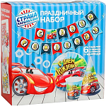 Набор бумажной посуды одноразовый С днём рождения», крутые тачки: 6 тарелок, 6 стаканов, 6 колпаков, 1 гирлянда