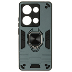 Задняя накладка DF для Poco M6 Pro (4G)/Xiaomi Redmi Note 13 Pro (4G) DF poArmor-03 (dark green) с кольцом и держателем