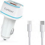 Авто ЗУ 1USB/1Type-C 3A EARLDOM ES-CC11, Lightning, белый, 18Вт, PD