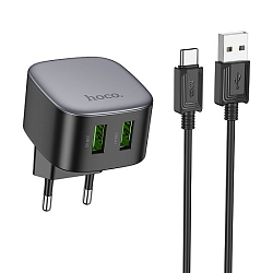 Сетевое ЗУ 2USB HOCO CS34A, Rayo, черный, 18Вт, QC3.0, FCP, AFC