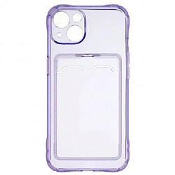 Задняя накладка ZIBELINO Silicone Card Holder Case для iPhone 13 (сиреневый) защита камеры